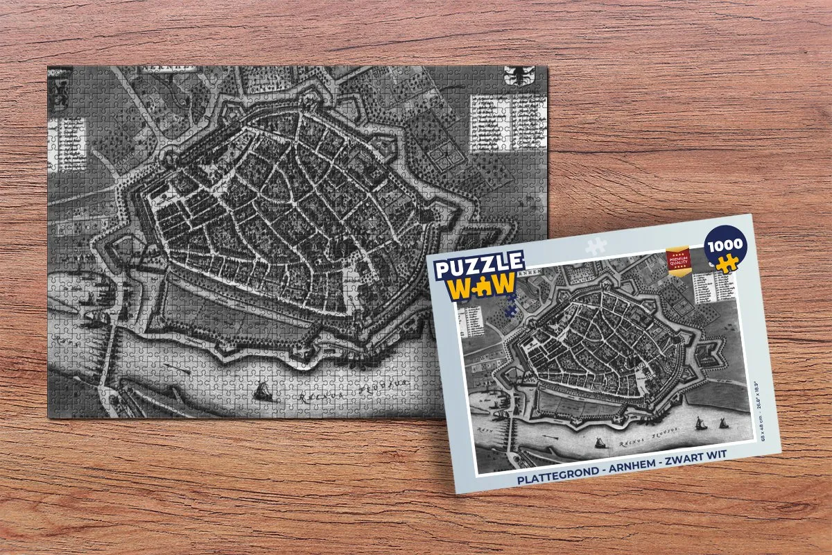 PuzzleWow Arnhem Plattegrond Legpuzzel 1000 Stuks - Multicolor