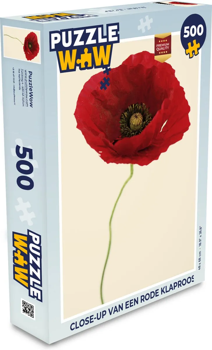 PuzzleWow Legpuzzel Rode Klaproos 500 Stuks