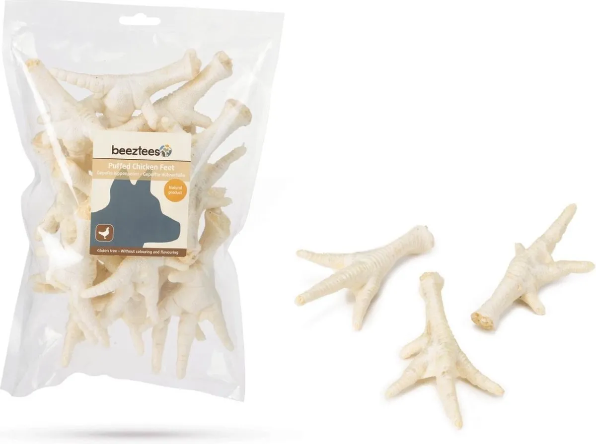 Beeztees Kippenpoten Gepoft Hondensnack 200g