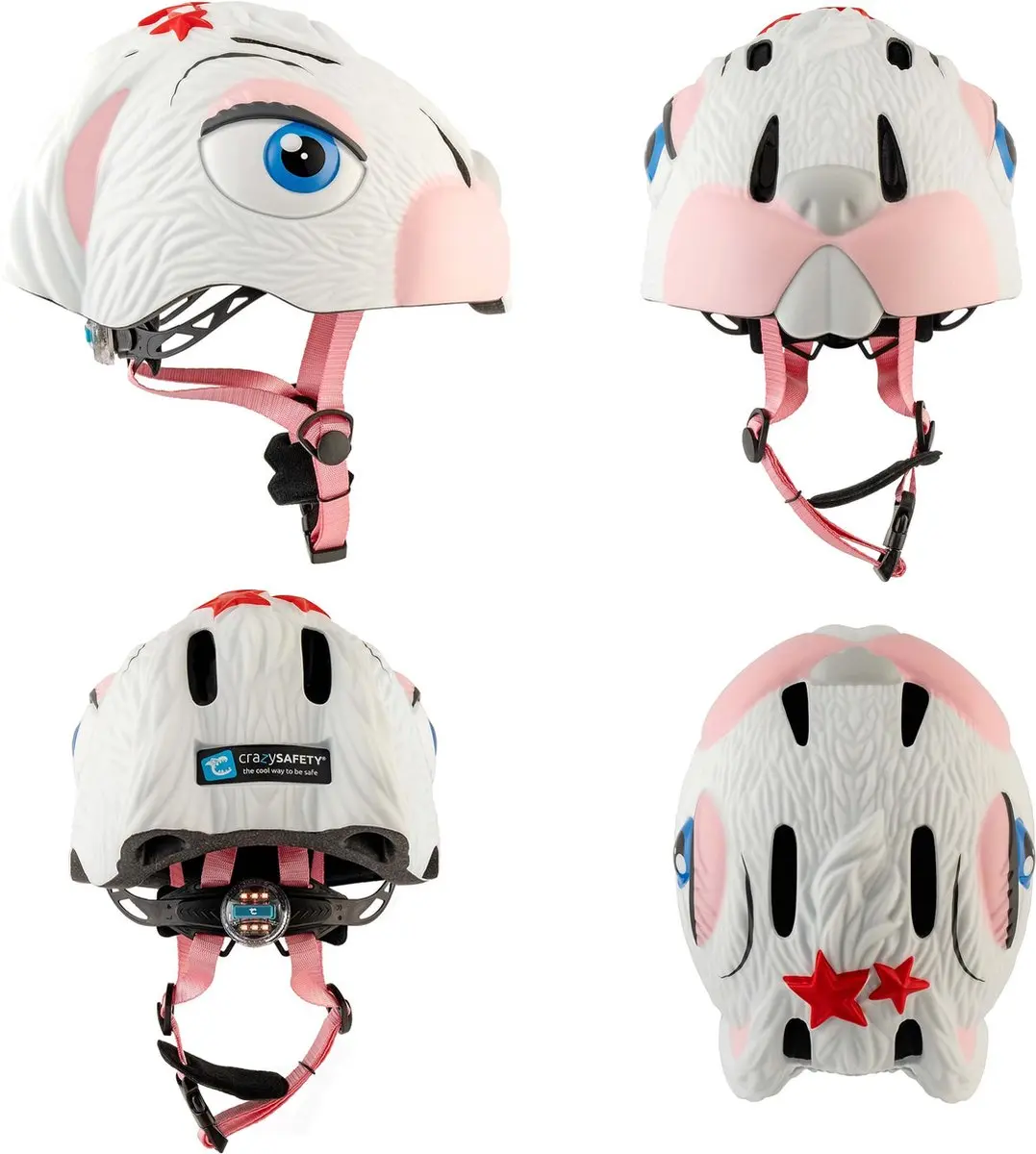 Crazy Safety Bunny Kinderfietshelm Wit - afbeelding 3 van 6