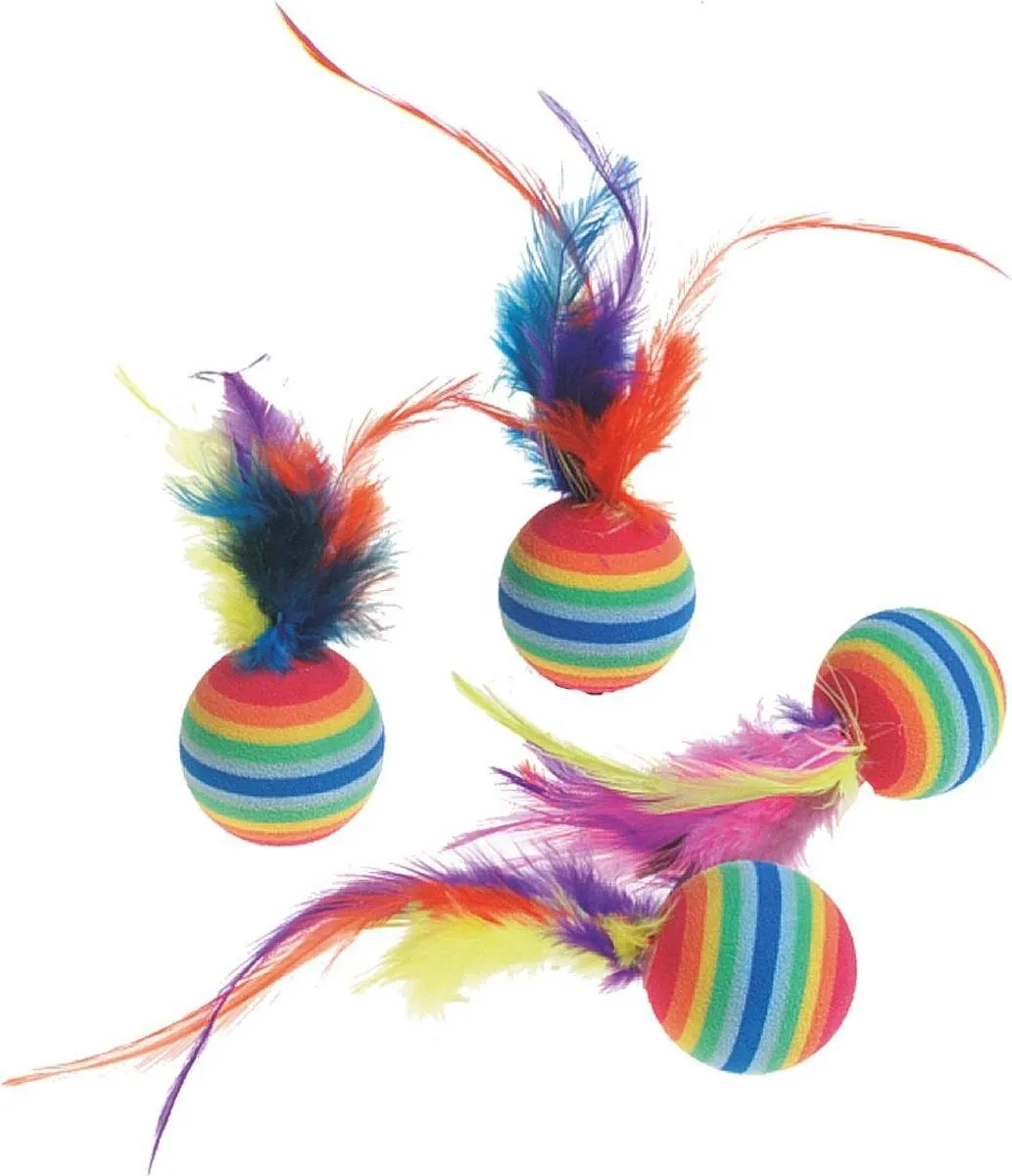 Flamingo Rainbowballen Met Veer - Multicolor - 4 Stuks - afbeelding 2 van 2