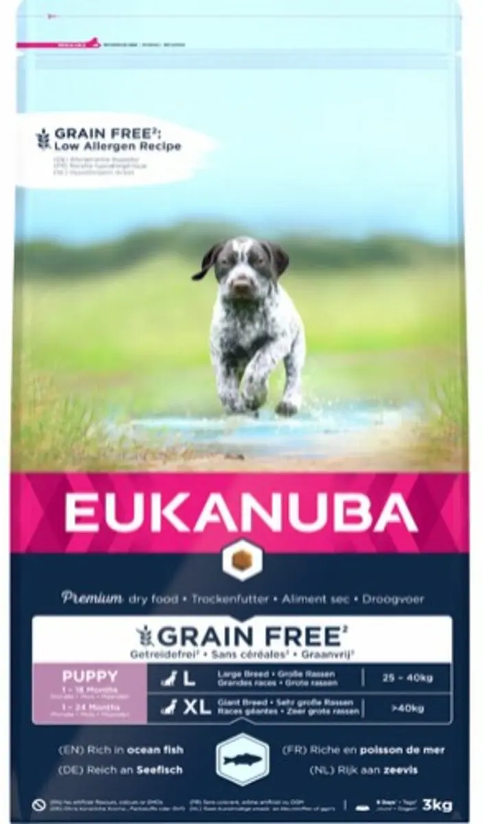 3x Eukanuba Dog Junior Large Graanvrij Vis 3 kg
