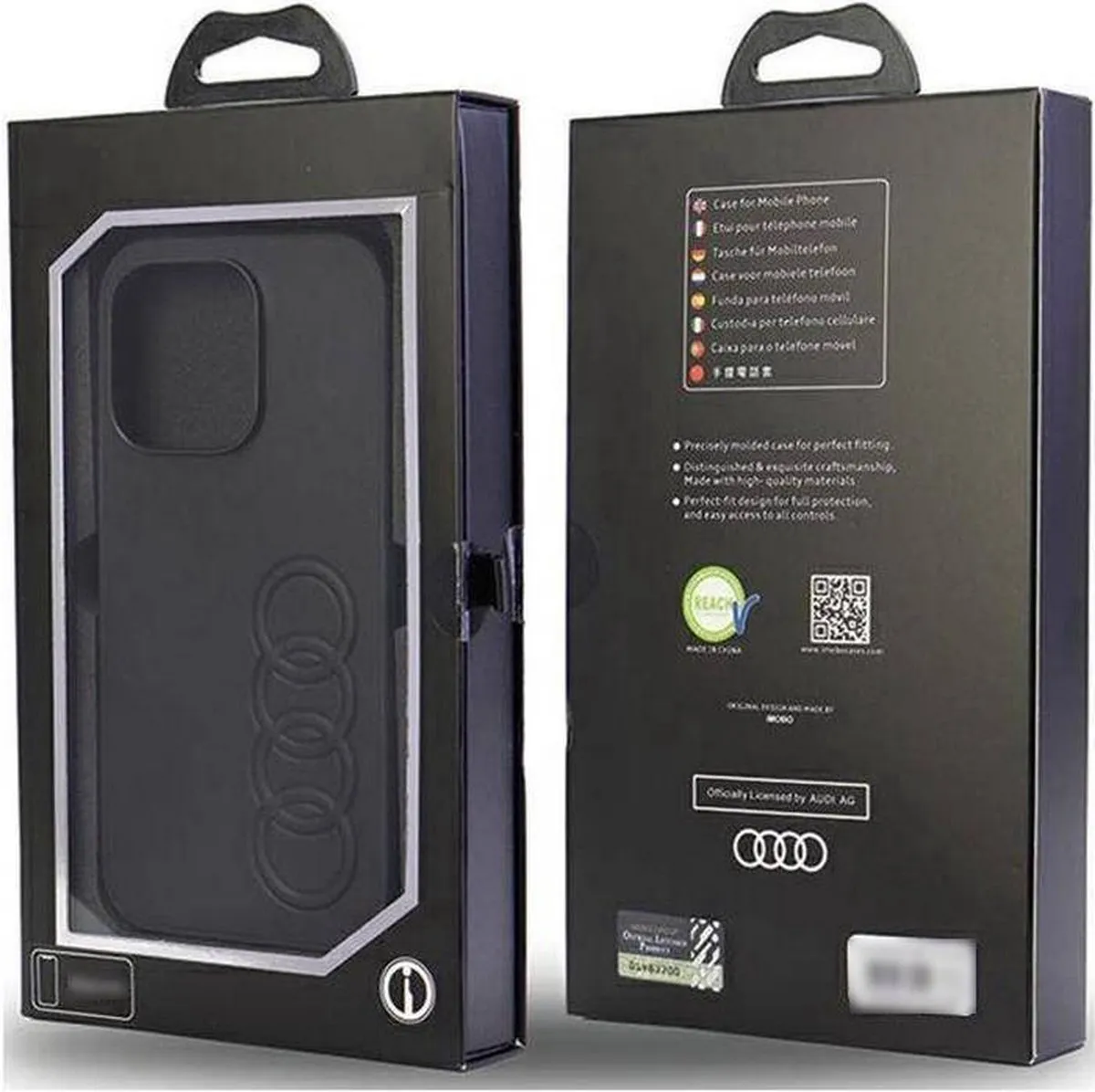 Audi Synthetic Leather Back Case - iPhone 14 Pro Max - Zwart