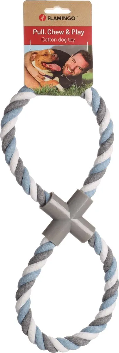 Flamingo Jim Trektuig 37cm - Blauw/wit/grijs - afbeelding 2 van 3