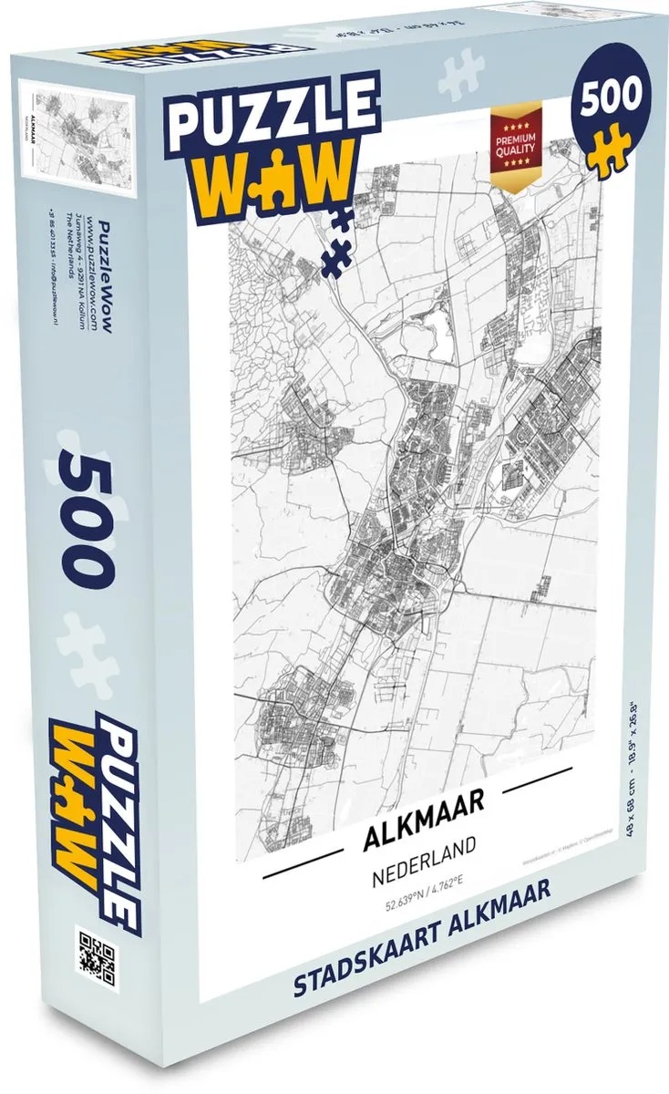 PuzzleWow Stadskaart Alkmaar Legpuzzel 500 Stuks