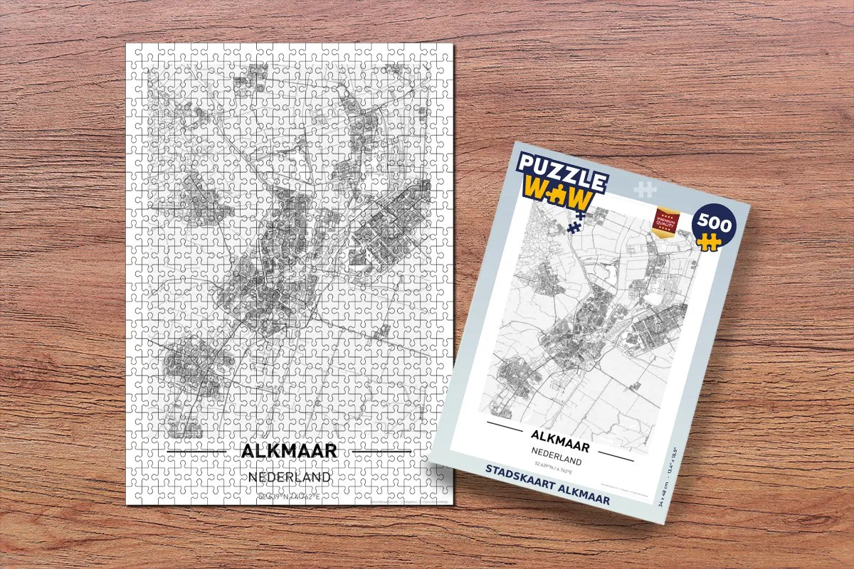 PuzzleWow Stadskaart Alkmaar Legpuzzel 500 Stuks - Multicolor