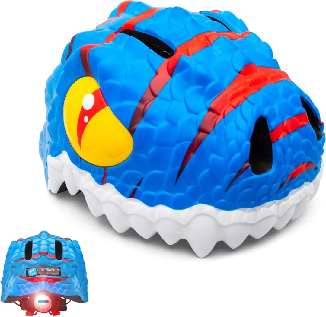 Crazy Safety Kinderfietshelm Blauwe Draak S - afbeelding 3 van 6