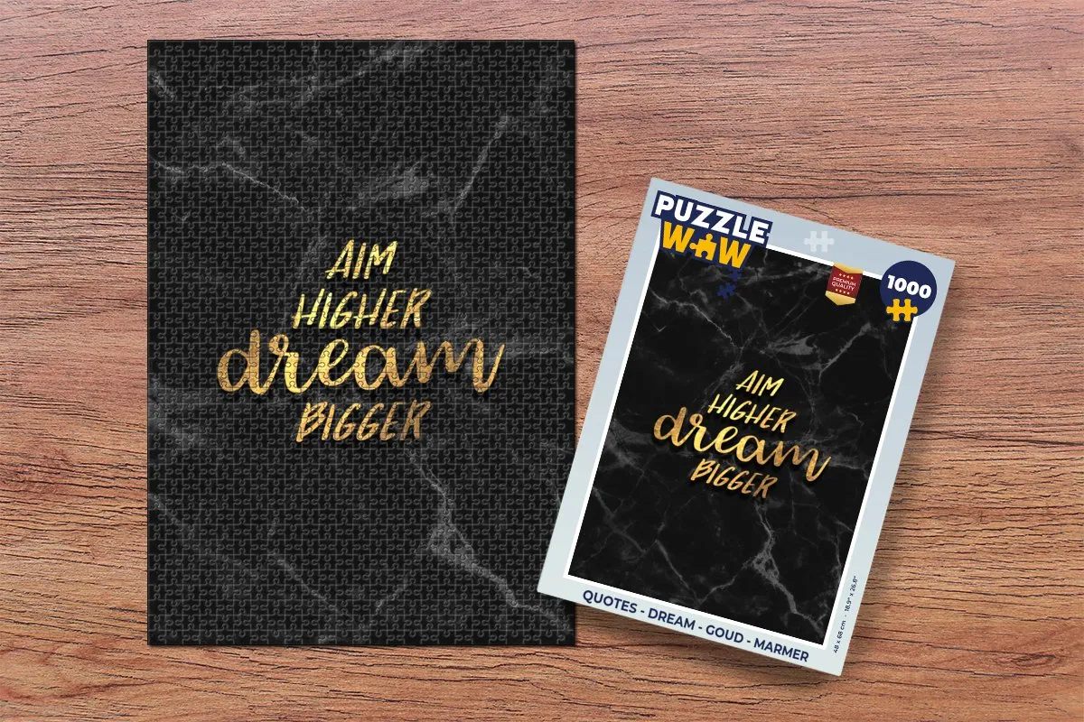 PuzzleWow Quotes Dream Legpuzzel 1000 Stuks - Goud/Marmer - Multicolor