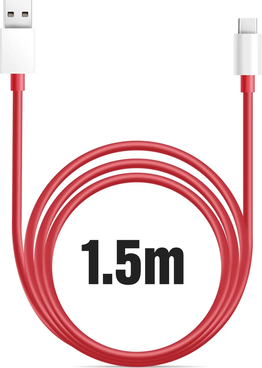 OnePlus SuperVOOC USB-C Kabel 10A 1,5m - Rood - afbeelding 2 van 6