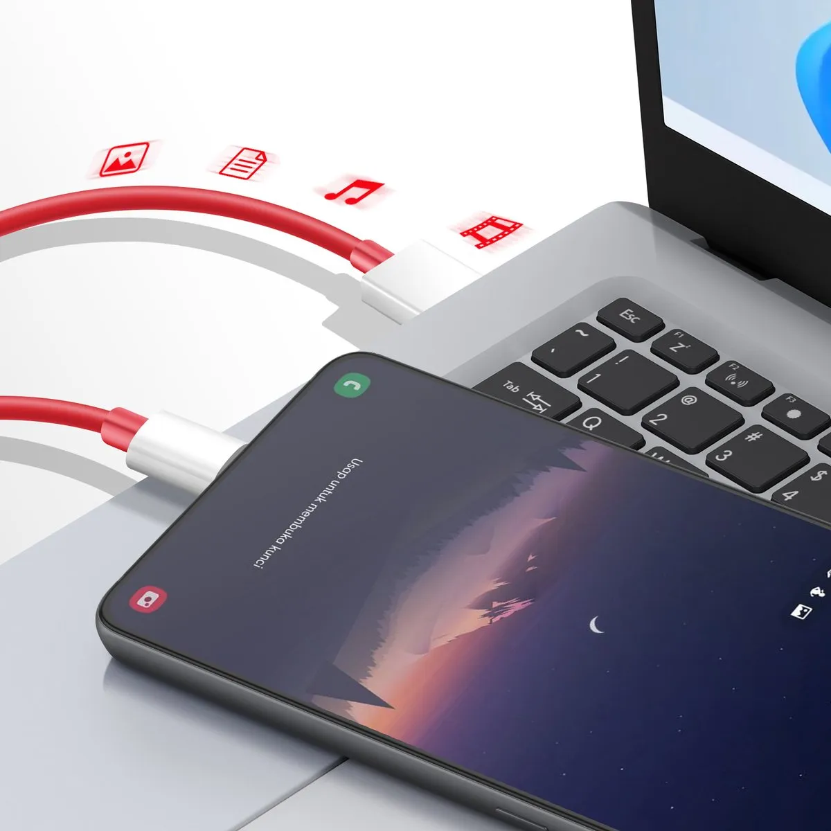 OnePlus SuperVOOC USB-C Kabel 10A 1,5m - Rood - afbeelding 4 van 6