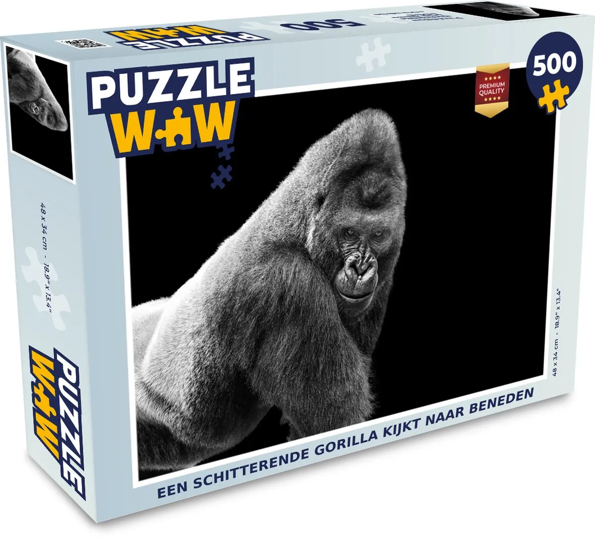 PuzzleWow Gorilla Legpuzzel 500 Stuks - Multicolor