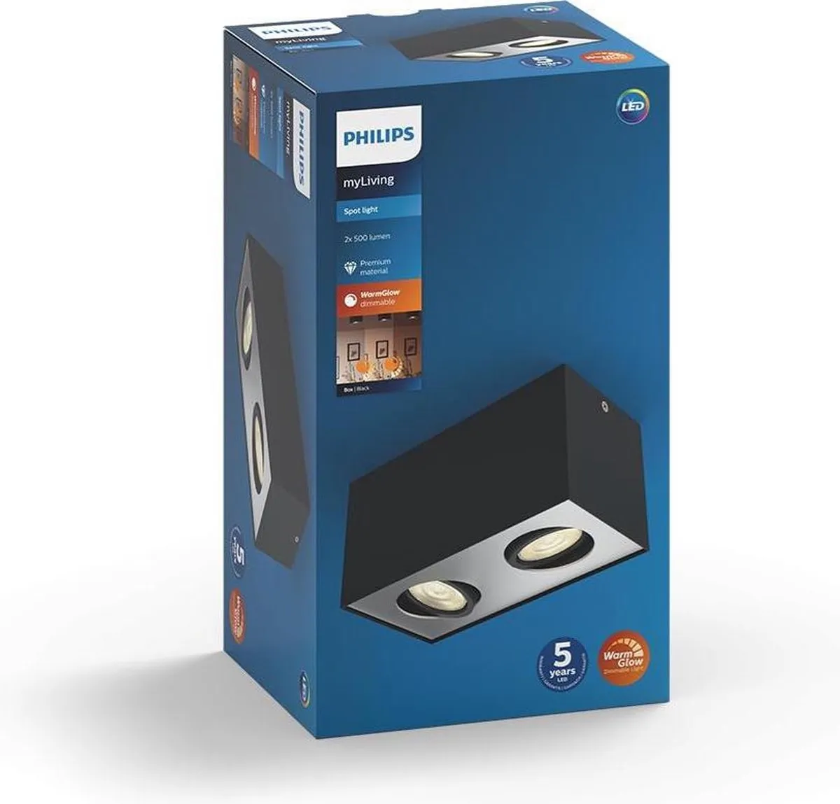 Philips Box opbouwspot - 2-lichts - zwart