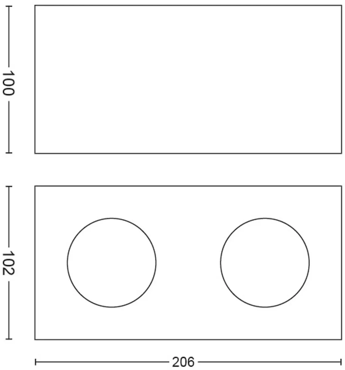 Philips Box opbouwspot - 2-lichts - zwart