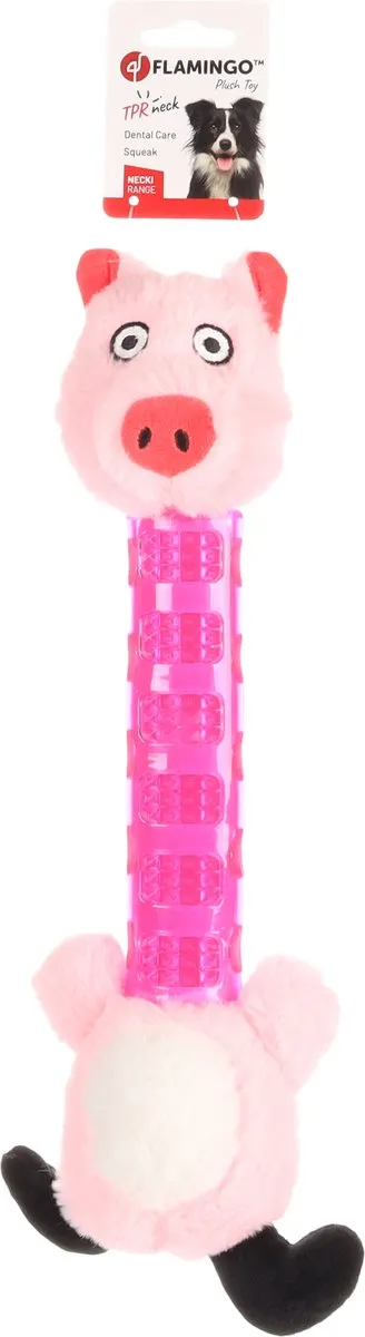Flamingo NECKI Varken Hondenspeelgoed - Roze - 38x15cm - afbeelding 2 van 3