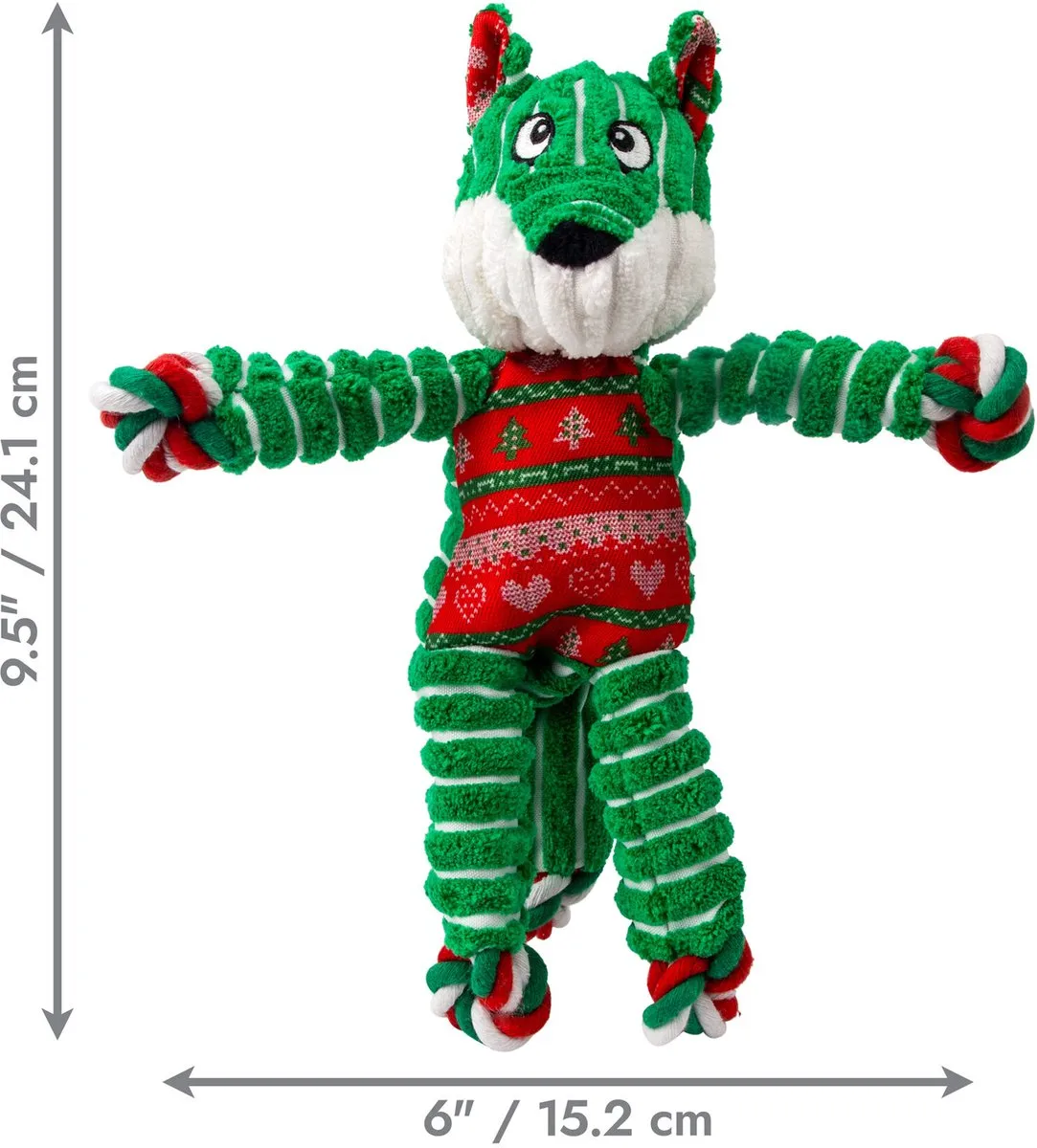 KONG Holiday Floppy Knots - Groen/Rood/Wit