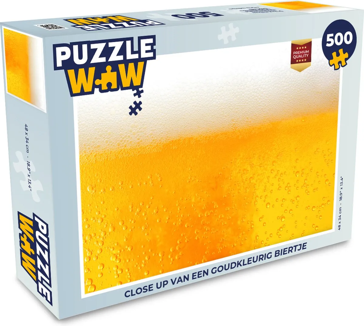 PuzzleWow Legpuzzel Close Up Goudkleurig Biertje 500 Stuks