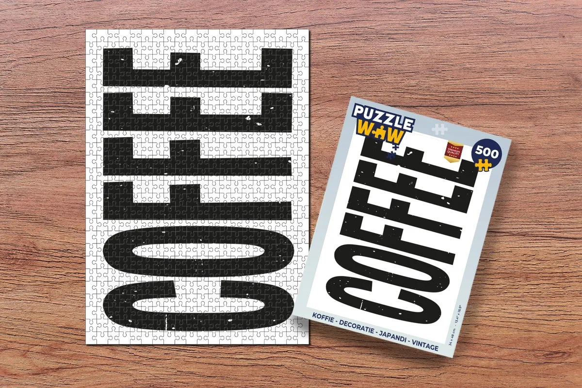 PuzzleWow Japandi Koffie Legpuzzel 500 Stuks - Coffee/Zwart/Wit