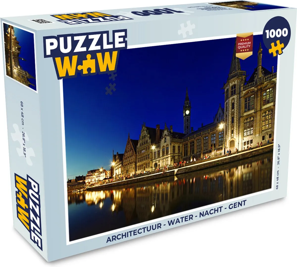 PuzzleWow Architectuur Water Nacht Gent Legpuzzel 1000 Stuks