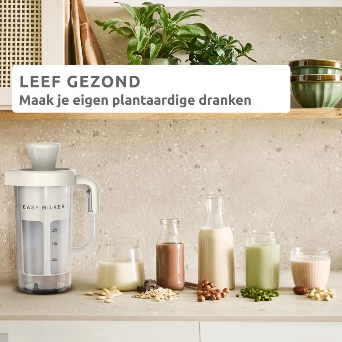 Tefal Easy Milker VZ700A Handmatige Melkmaker - 1L - Rise/Argile