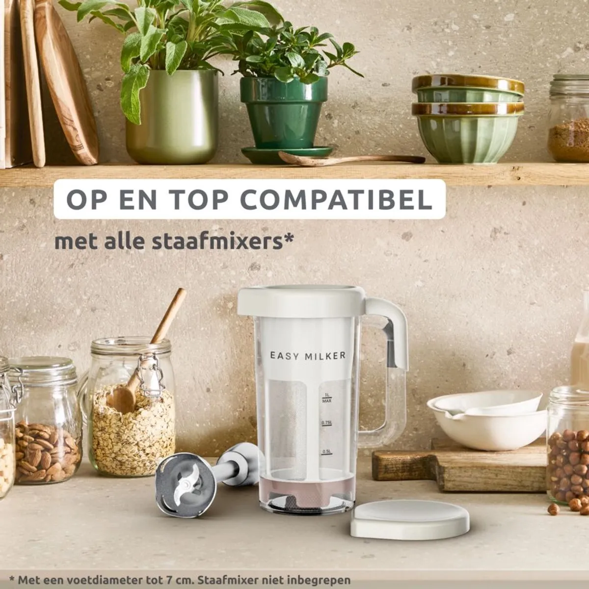 Tefal Easy Milker VZ700A Handmatige Melkmaker - 1L - Rise/Argile - afbeelding 6 van 6