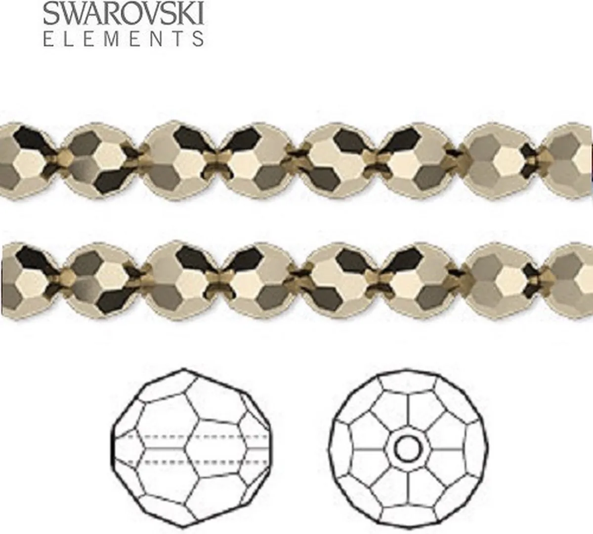Swarovski Elements Ronde Kralen 6mm Metallic Light Gold