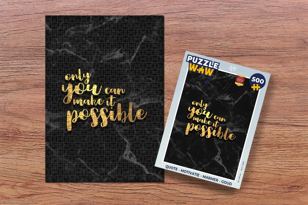 PuzzleWow Quote Motivatie Legpuzzel 500 Stuks - Marmer/Goud