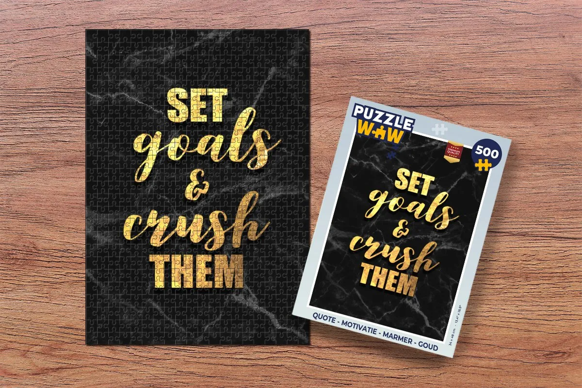 PuzzleWow Quote Motivatie Legpuzzel 500 Stuks - Marmer/Goud