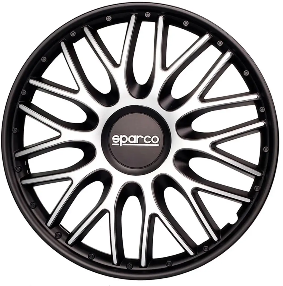 4-Delige Sparco Wieldoppenset Roma 15-inch zilver/zwart
