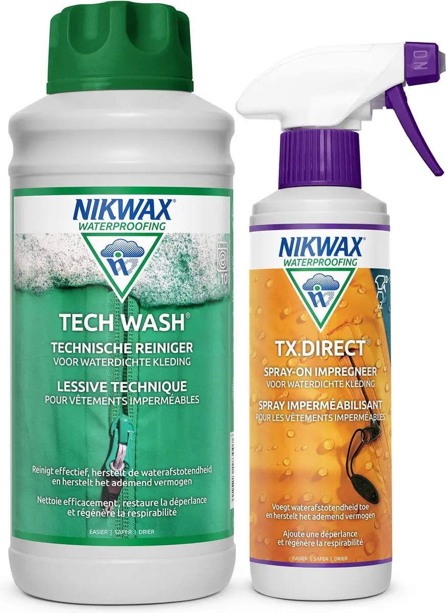 Nikwax Twin Tech Wash Wasmiddel 1L & TX.Direct Spray-On Impregneermiddel 300ml