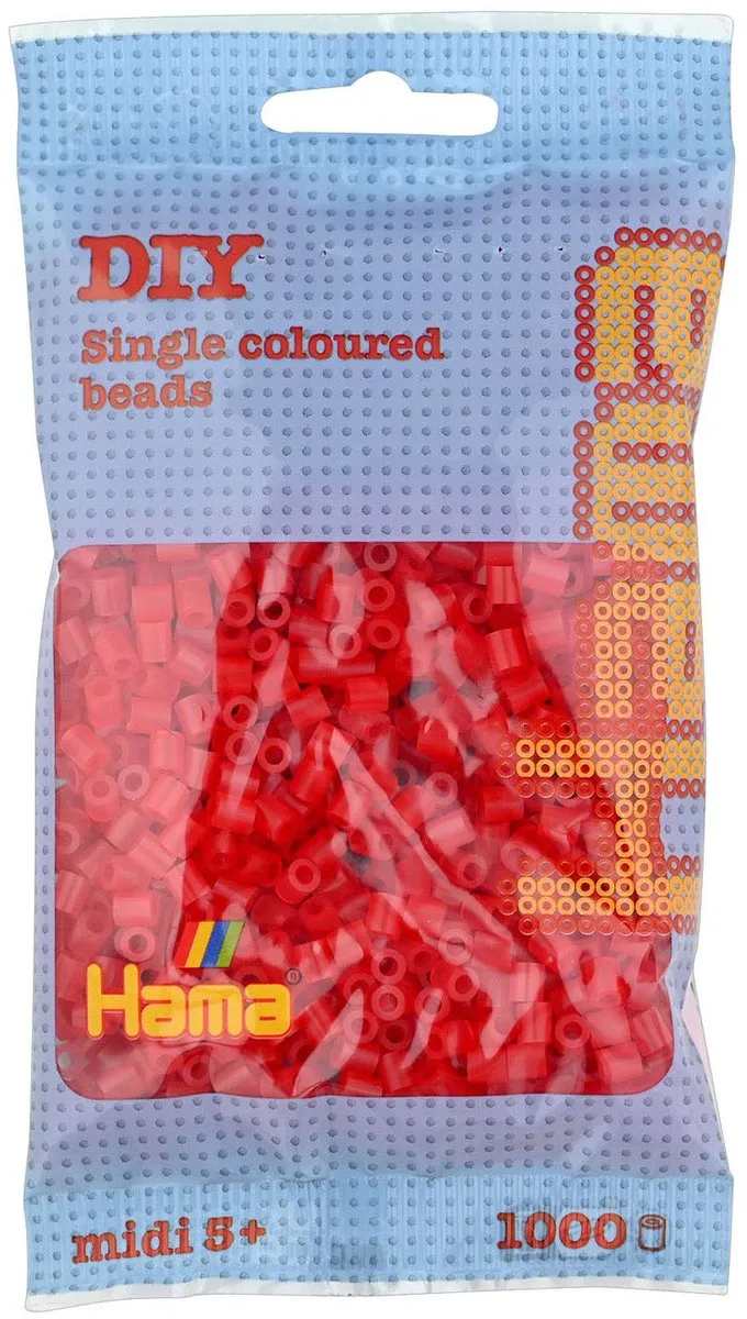 Hama Strijkkralen 1000 Stuks - Rood Doorzichtig