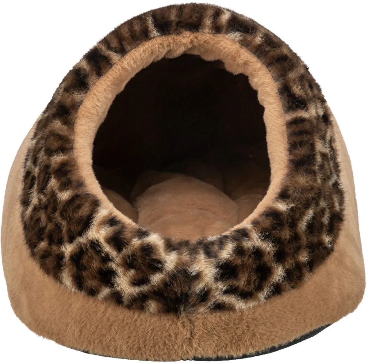 Trixie Kattenmand Iglo Leo Soft Pluche - Bruin/Panterprint - afbeelding 3 van 6
