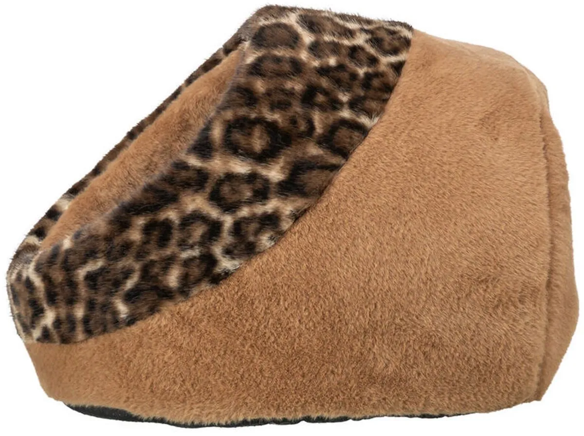 Trixie Kattenmand Iglo Leo Soft Pluche - Bruin/Panterprint - afbeelding 2 van 6