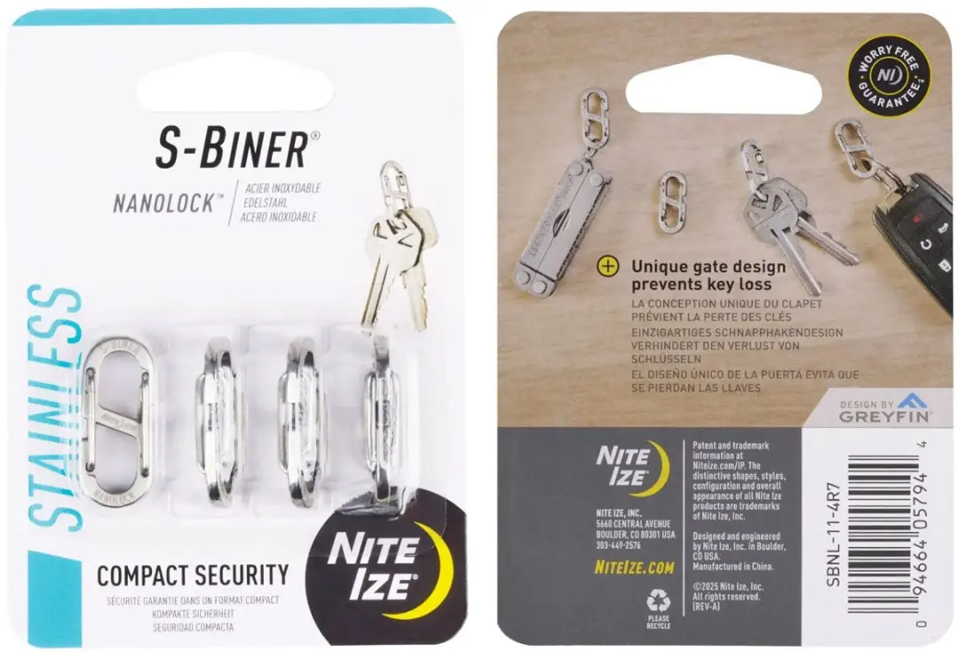 Nite Ize S-Biner Karabijnhaak Nanolock 4-Pack