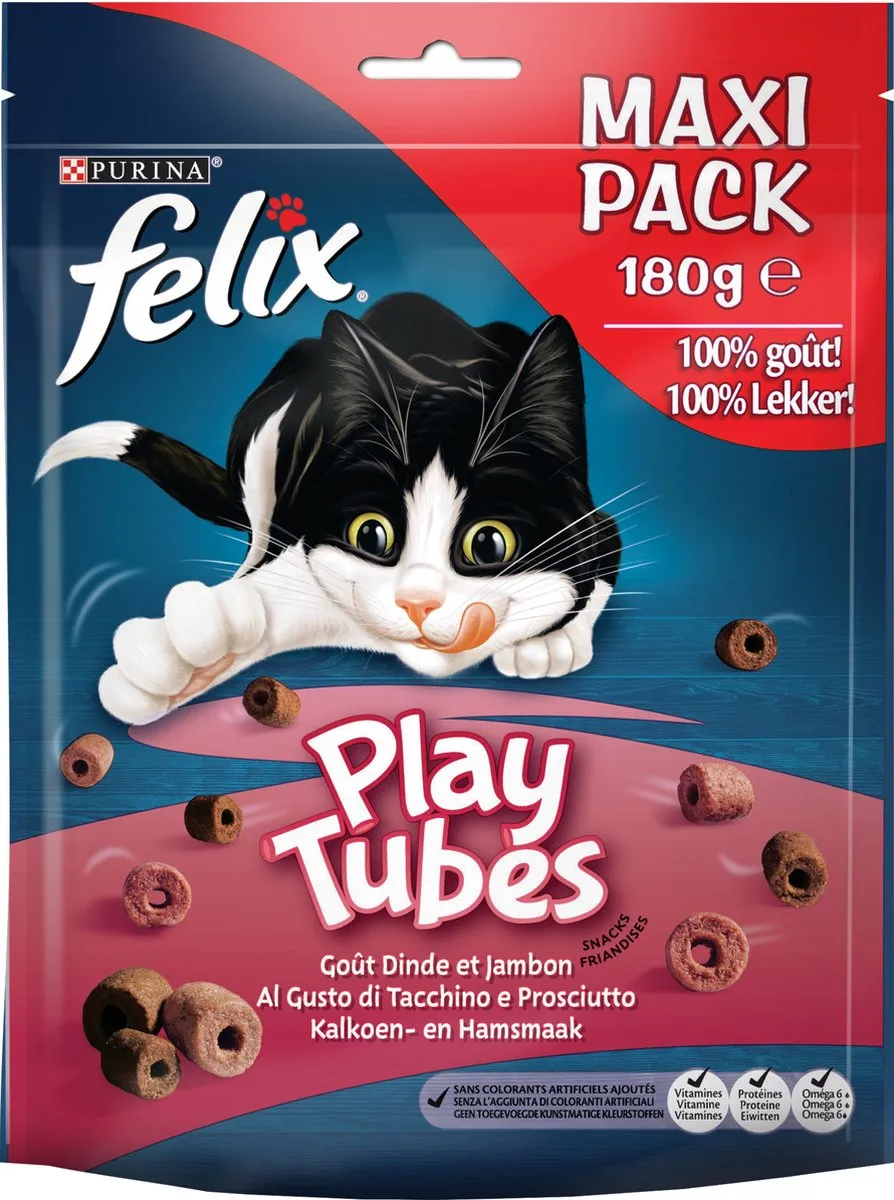 Felix PlayTubes Kalkoen & Ham - 900g (5x180g)