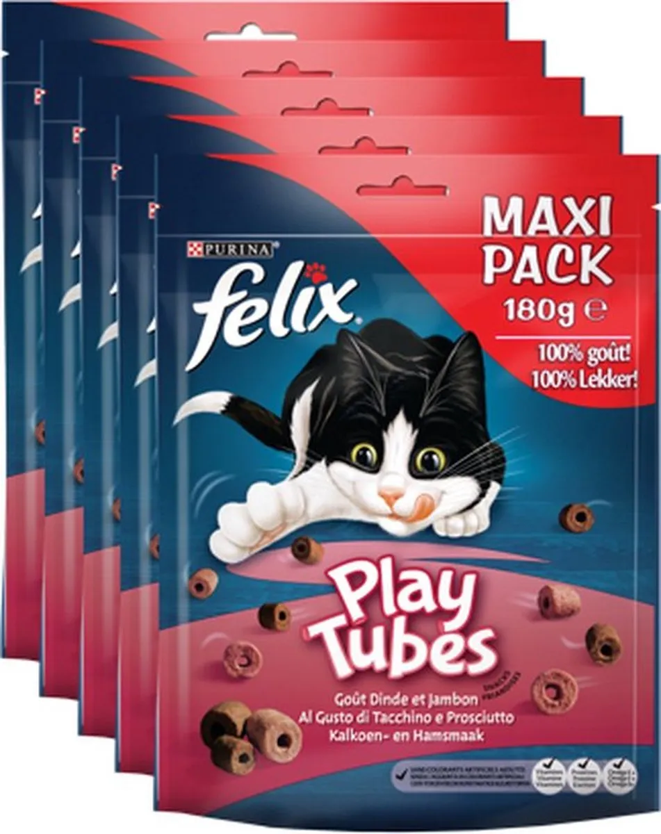 Felix PlayTubes Kalkoen & Ham - 900g (5x180g)