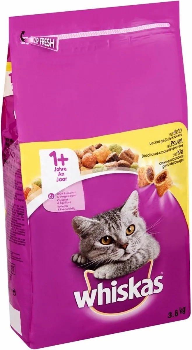 Whiskas 1+ Adult Kip Droogvoer 3,8 kg