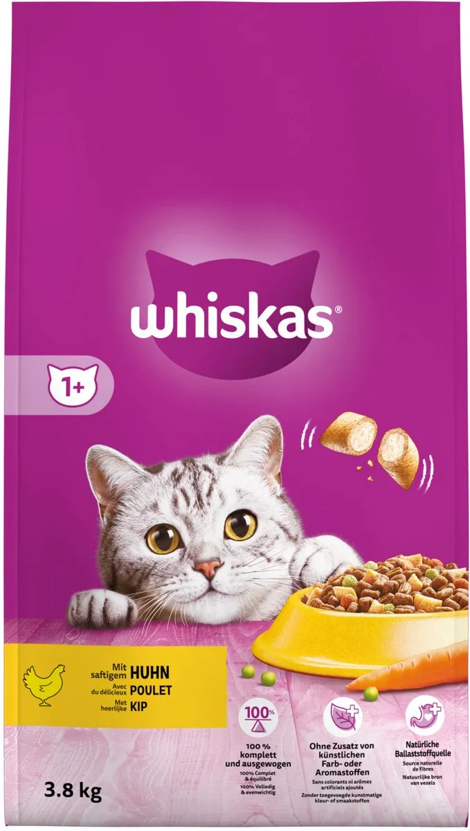 Whiskas 1+ Adult Kip Droogvoer 3,8 kg