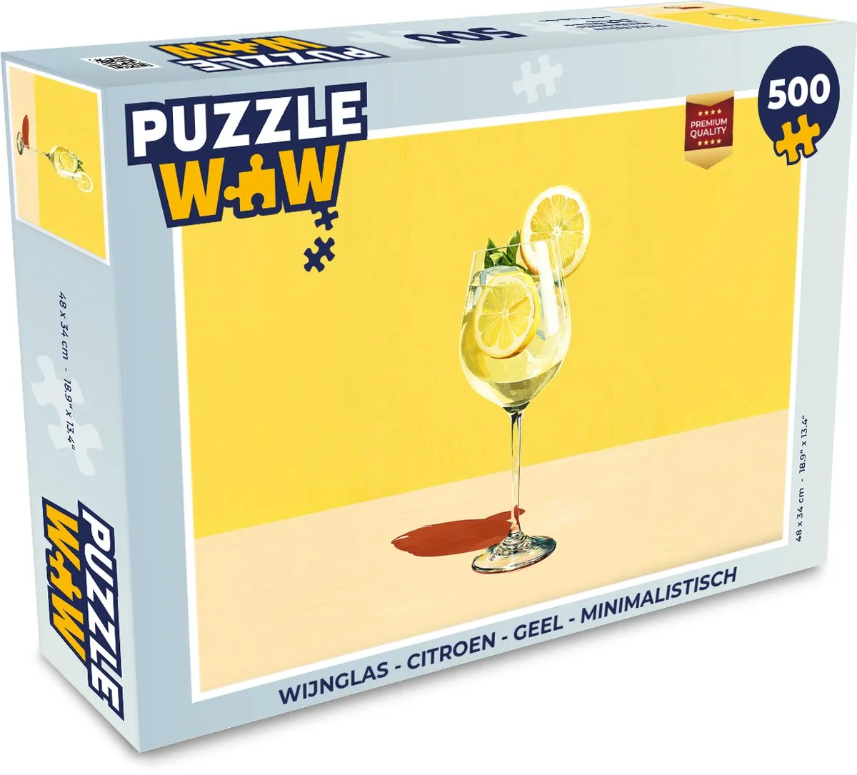 PuzzleWow Wijnglas Citroen Legpuzzel 500 Stuks