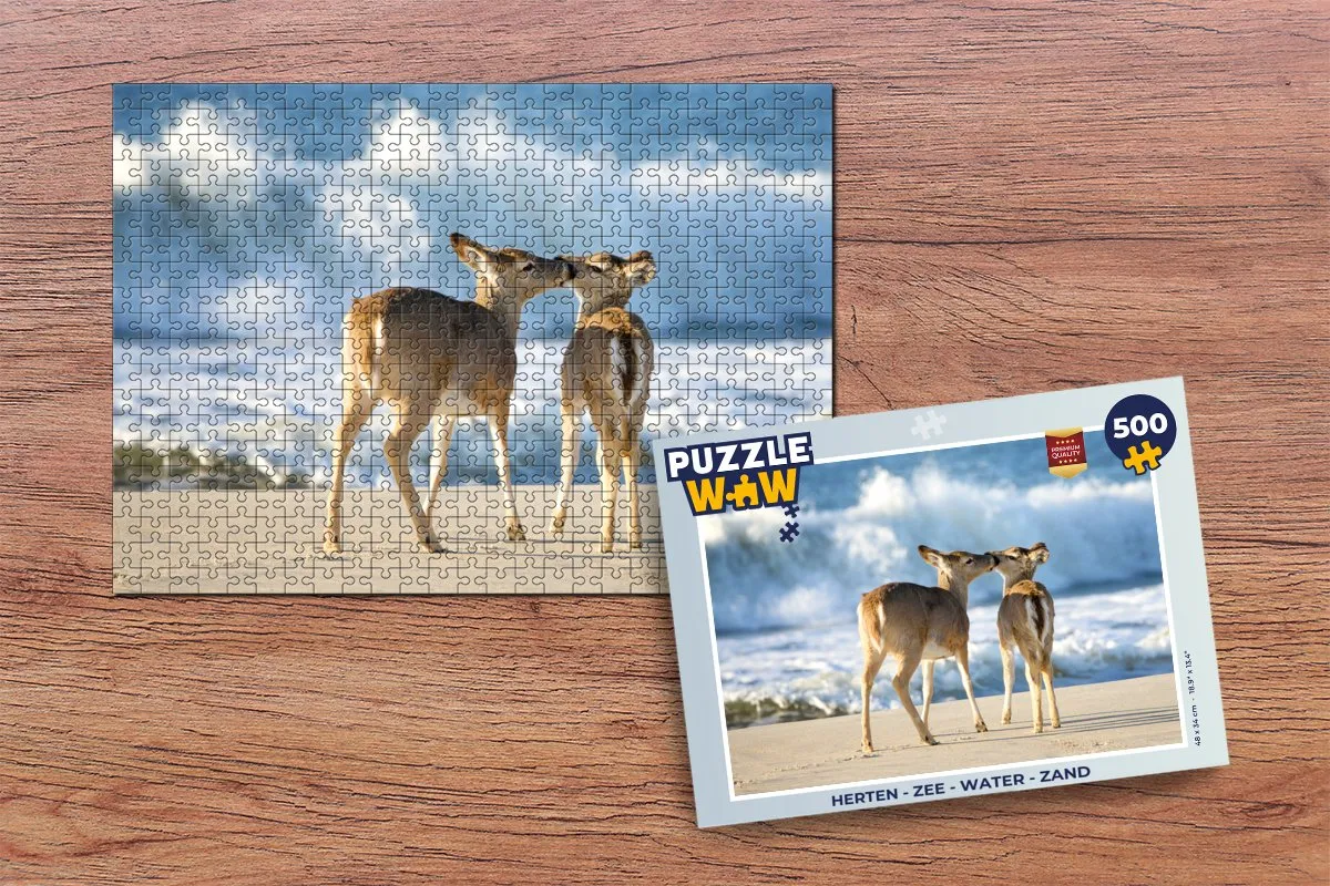 PuzzleWow Herten Zee Water Zand Legpuzzel 500 Stuks - Multicolor