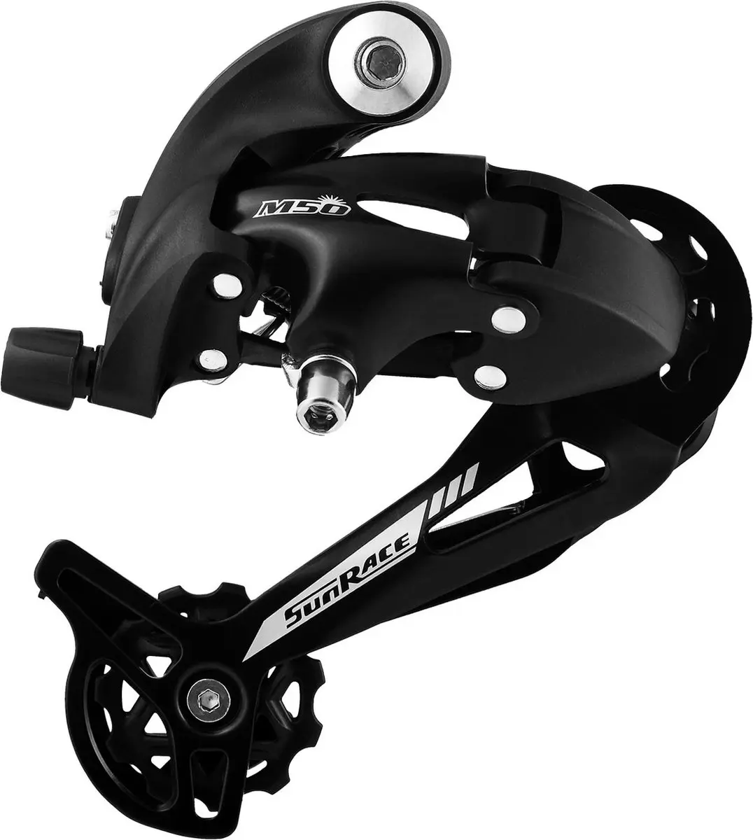 Achterderailleur Sunrace RDM57 7/8V lange kooi