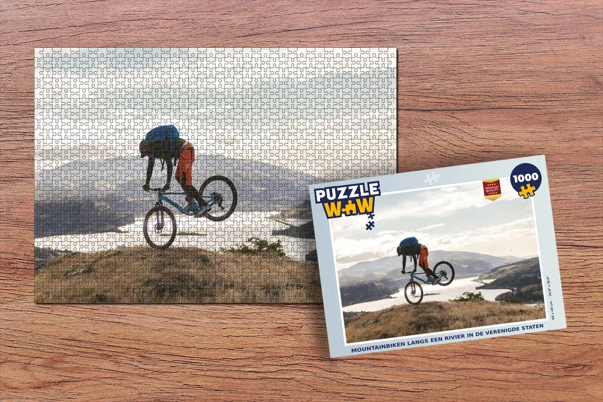 PuzzleWow Mountainbiken Rivier USA Legpuzzel 1000 Stuks - Multicolor