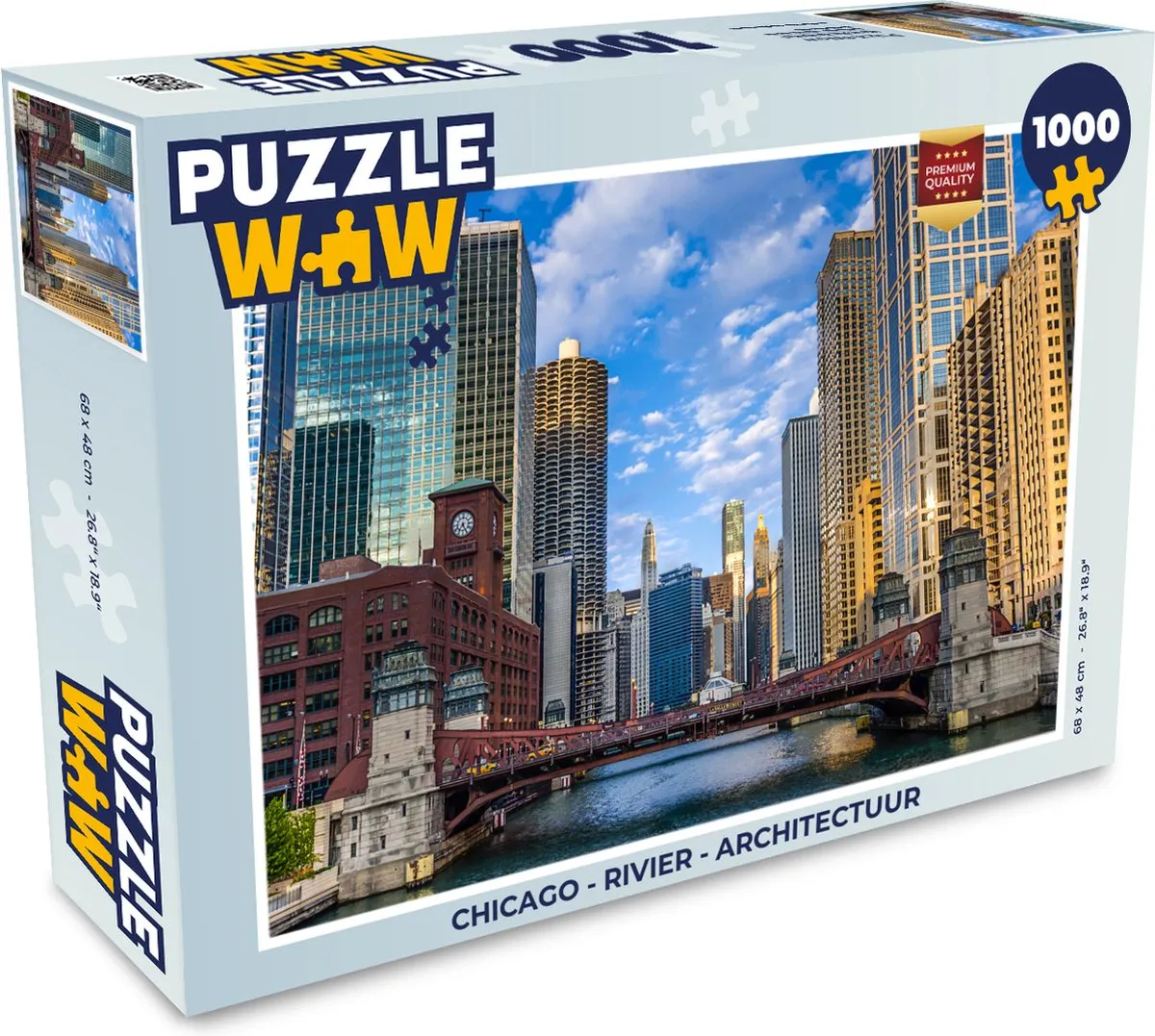 PuzzleWow Chicago Rivier Architectuur Legpuzzel 1000 Stuks