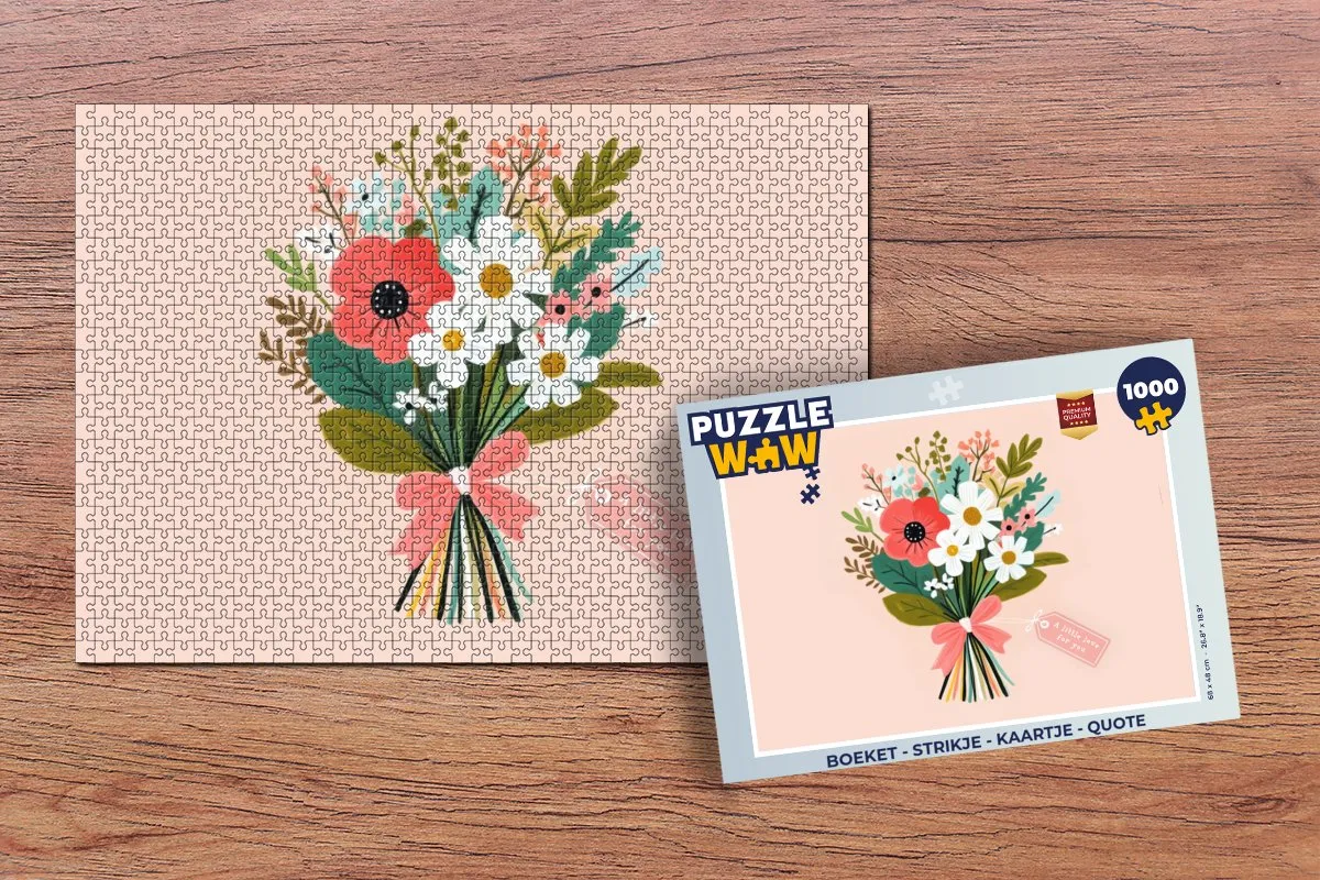 PuzzleWow Boeket Legpuzzel 1000 Stuks - Roze