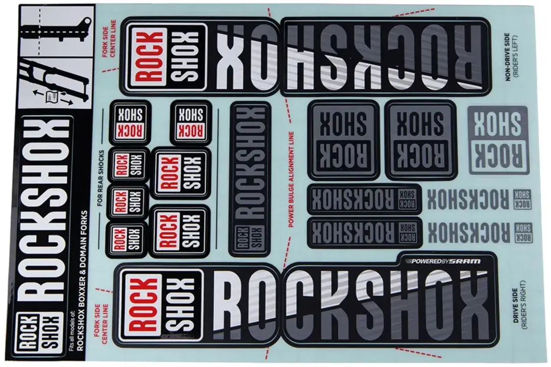 RockShox Boxxer/Domain Dual Vorkenstickerkit Wit - afbeelding 2 van 2