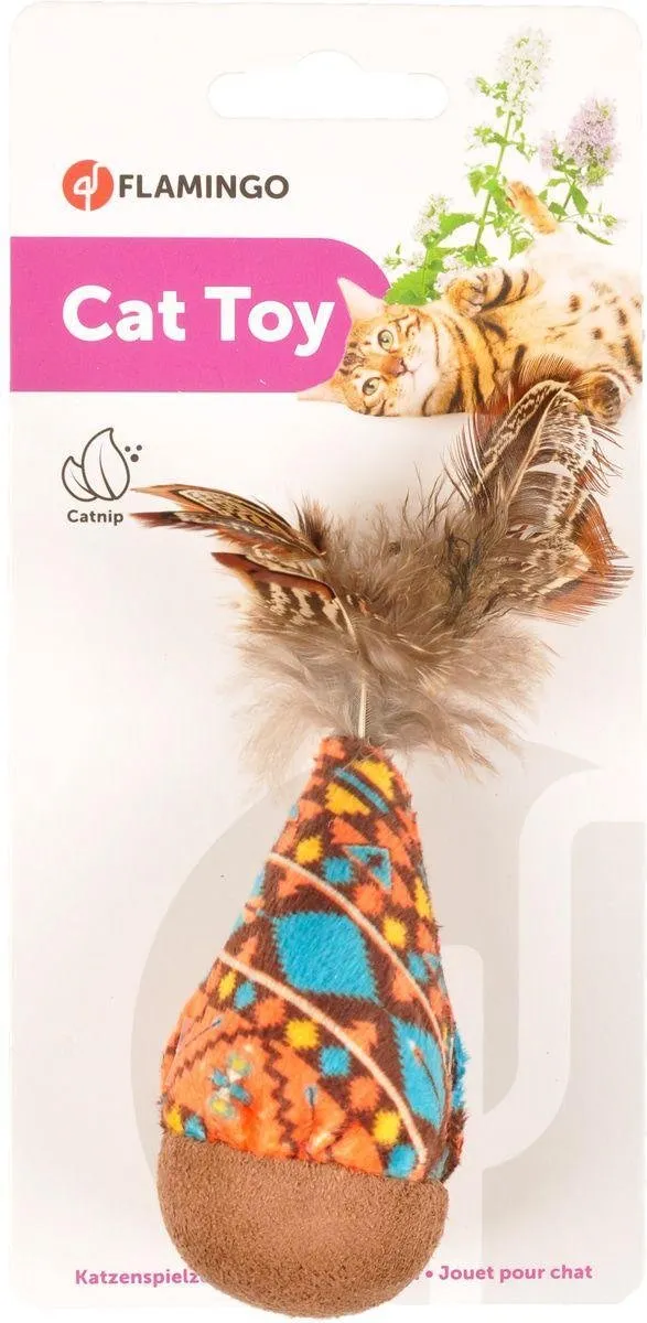Flamingo Indy Wiebelspeeltje - Ø4.5x13cm - Beige/Oranje/Turquoise