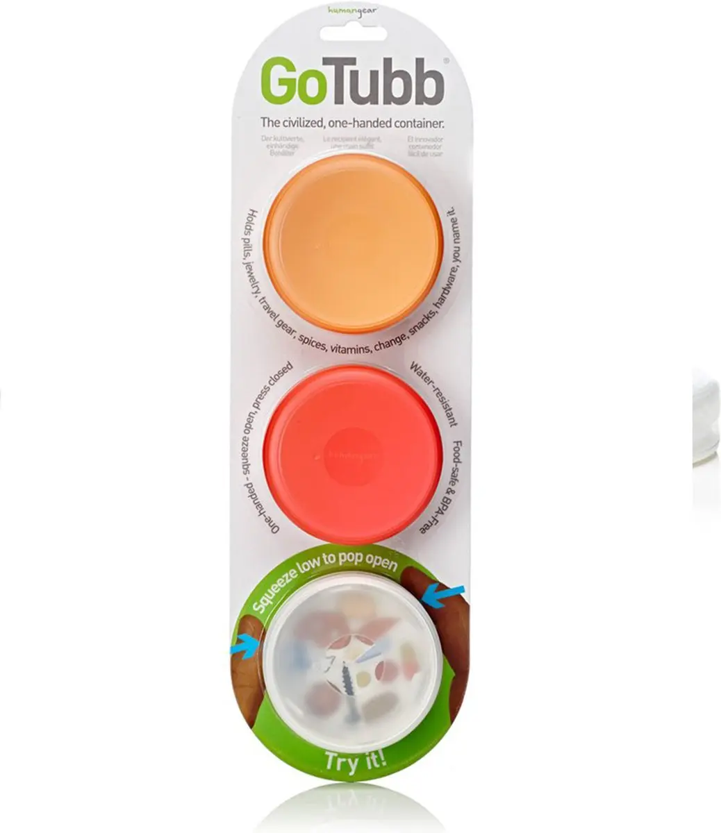 Human Gear GoTubb 3-Pack Medium Opbergdoosjes Clear/Red/Orange