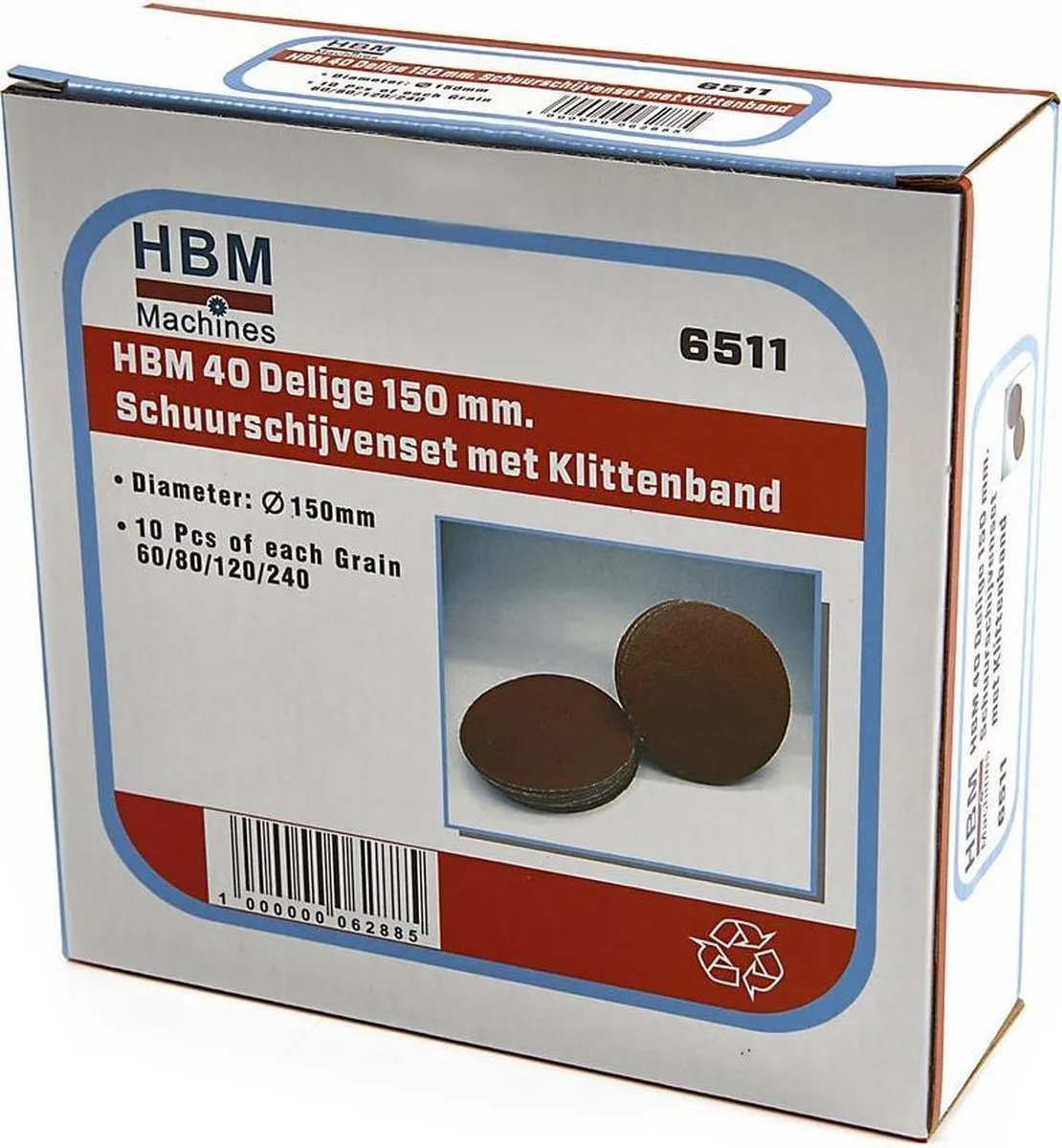 HBM 6511 Velcro Schuurschijven 40-delig
