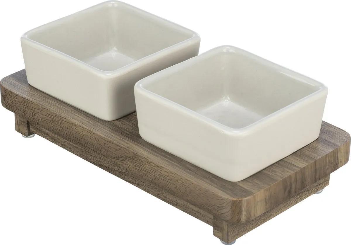 Trixie Citystyle Voerbak Drinkbak Set Keramiek 200ml - Grijs/Bruin - afbeelding 6 van 6