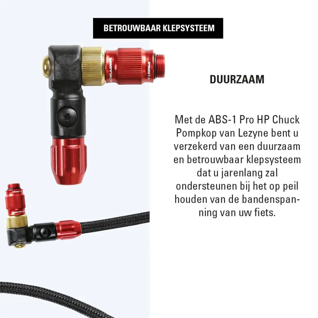 Lezyne Chuck ABS-1 PRO HP fietspomp - Rood - afbeelding 6 van 6