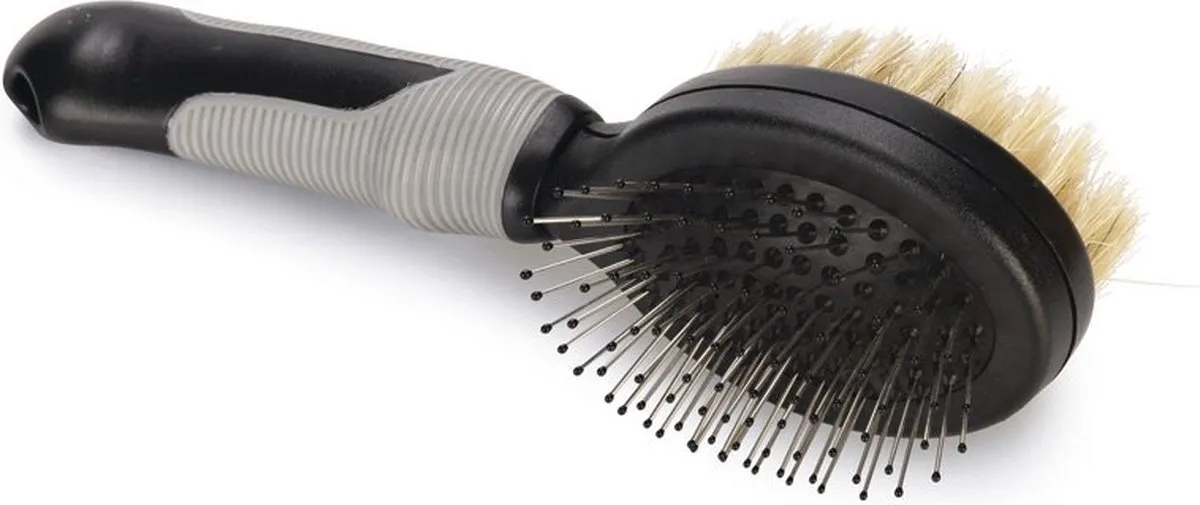 Beeztees Combi Borstel Hondenverzorging Klein 21cm - Zwart/Grijs